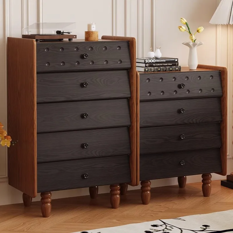 

Retro chest living room against the wall antique solid wood bedroom bedside locker French high-end porch chest