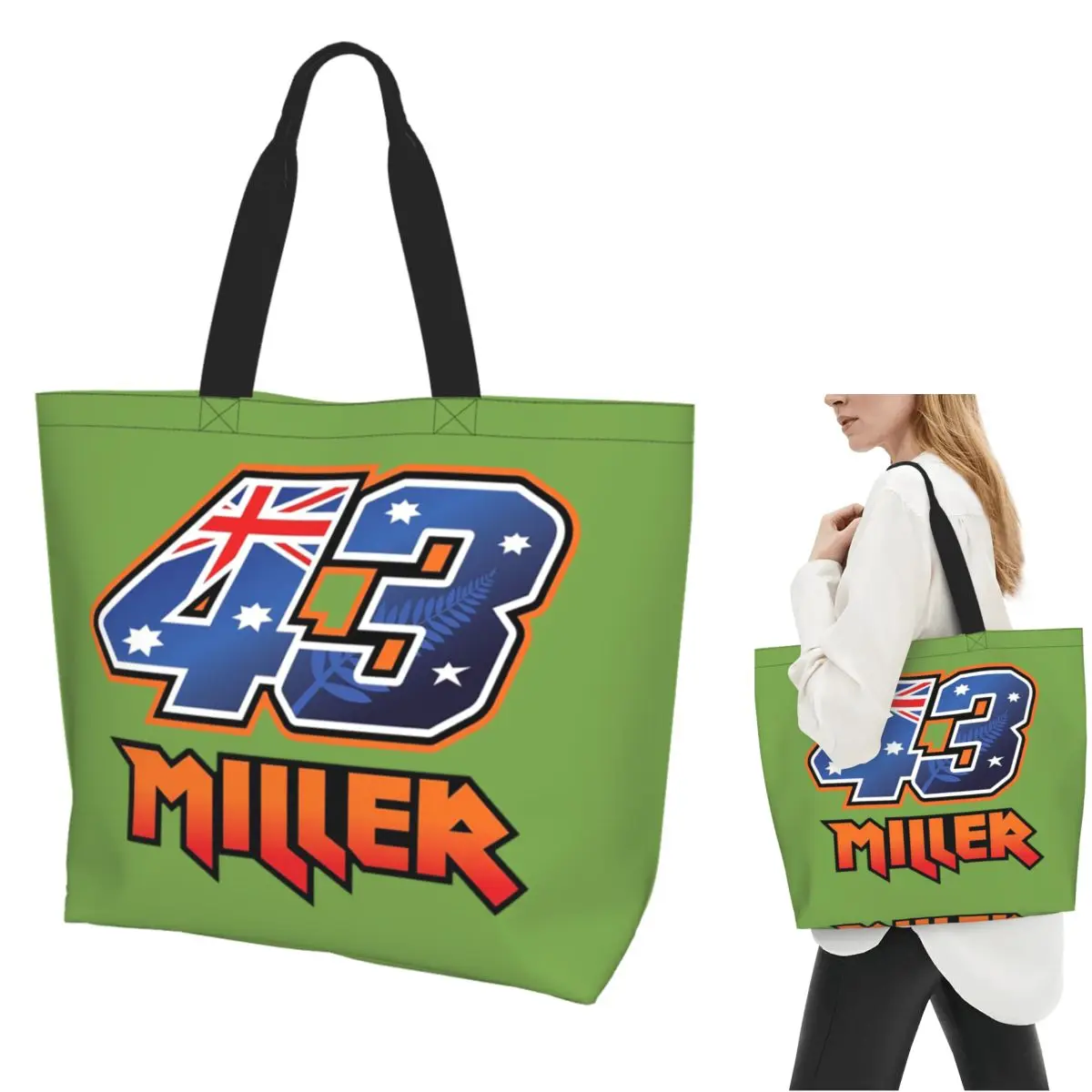 

Jack Miller Number 43 Shopping Tote Bag Canvas Large Capacity Shoulder Bags Shopper Grocery Handbag for Women