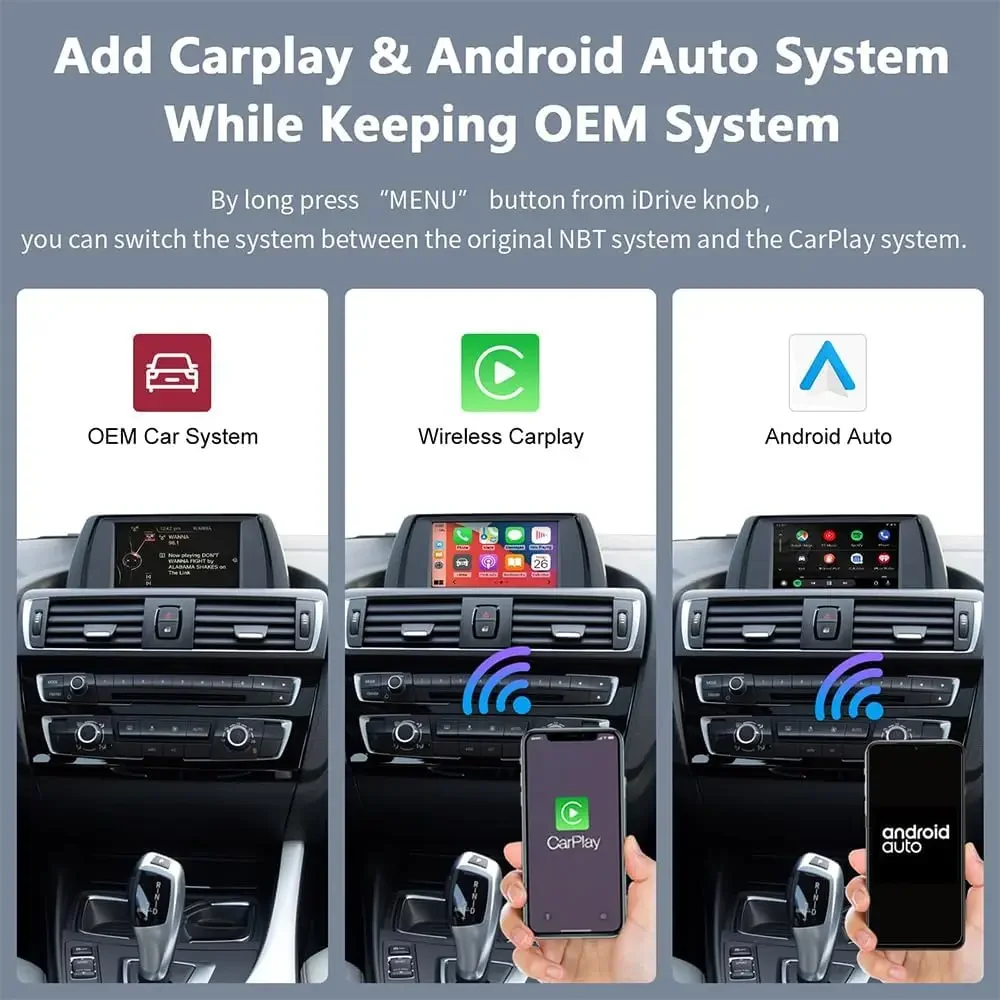 Wireless Carplay Android Auto for BMW NBT System 3 4 5 6 7 Series X1 X3 X4 X5 X6 2012-2016, Support Mirrorlink, GPS/Navi