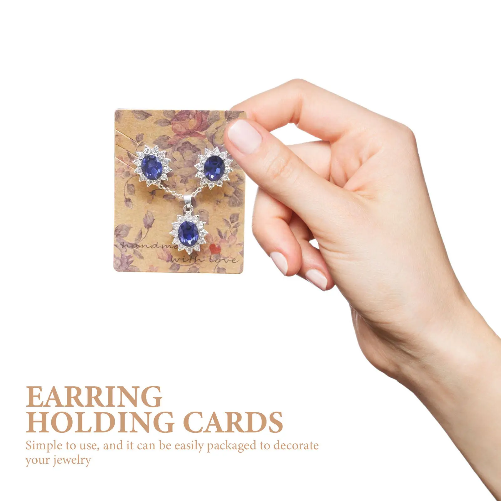 

100pcs Cards Necklace Display Kraft Paper Jewelry Display Cards Set Storage Decorative Flower Jewelry Holder Gift Packaging
