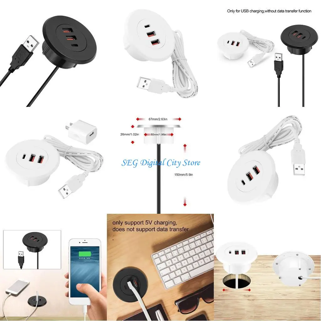 U75b Office Desk Office Tipo C Expander GROMMETS Organizadores Cable para estações trabalho