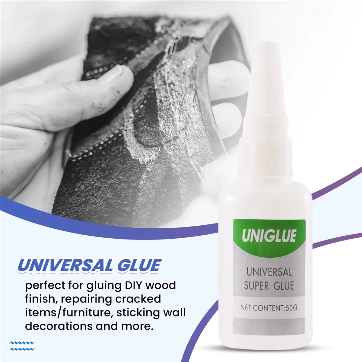 Uniglue Universal Super Glue Strong Plastic Glue for Resin Ceramic Metal Glass