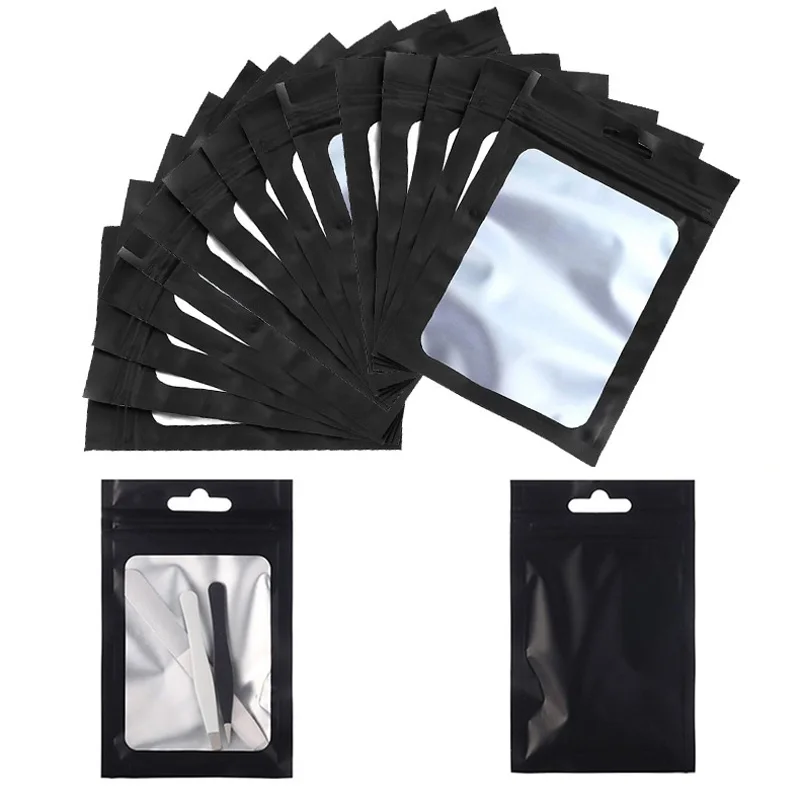 

2000Pcs/Lot Black Matte Translucent Aluminum Foil Frosted Window ZipLock Bag Recloseable Snack Socks Gifts Packaging Pouches