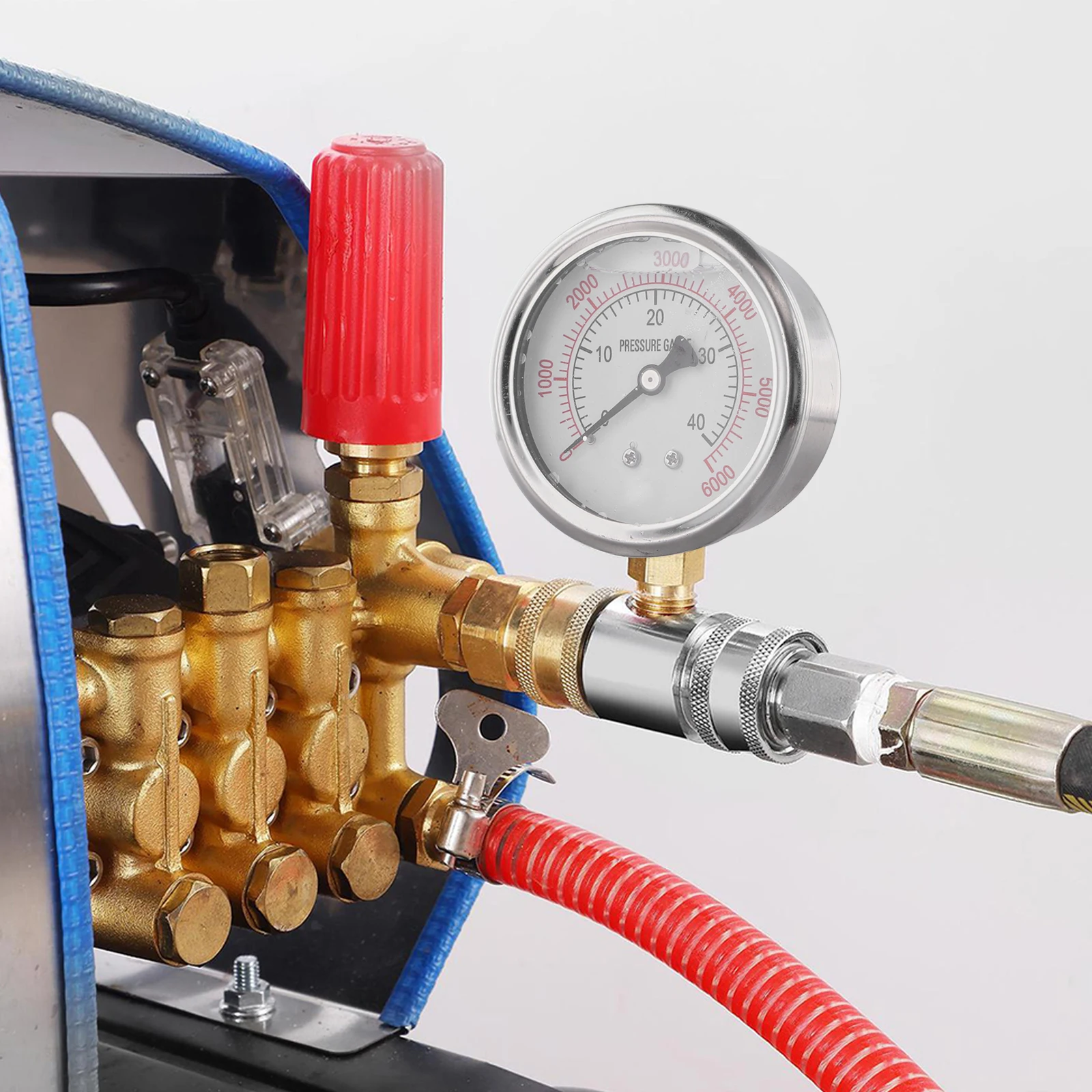 Pressure Gauge High Pressure Measurement Long-Term Reliability For High-Pressure Washers Quick Connect 10.5 X 6.8 X 3cm