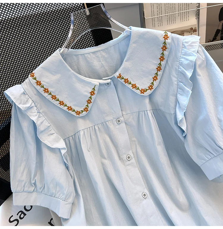 Chemises à manches courtes pour femmes, chemisier rétro rayé, col boutonné, coton doux, classique, rue, élégant, bureau, été décontracté