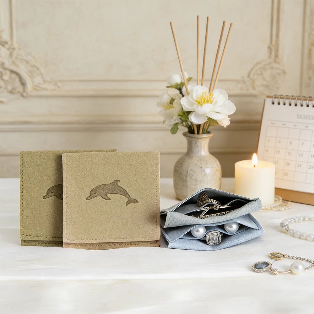 

Маленькие бархатные мешочки из микрофибры для упаковки ювелирных изделий с отделениями, с персонализированным логотипом, розовые конверты для колец и серег