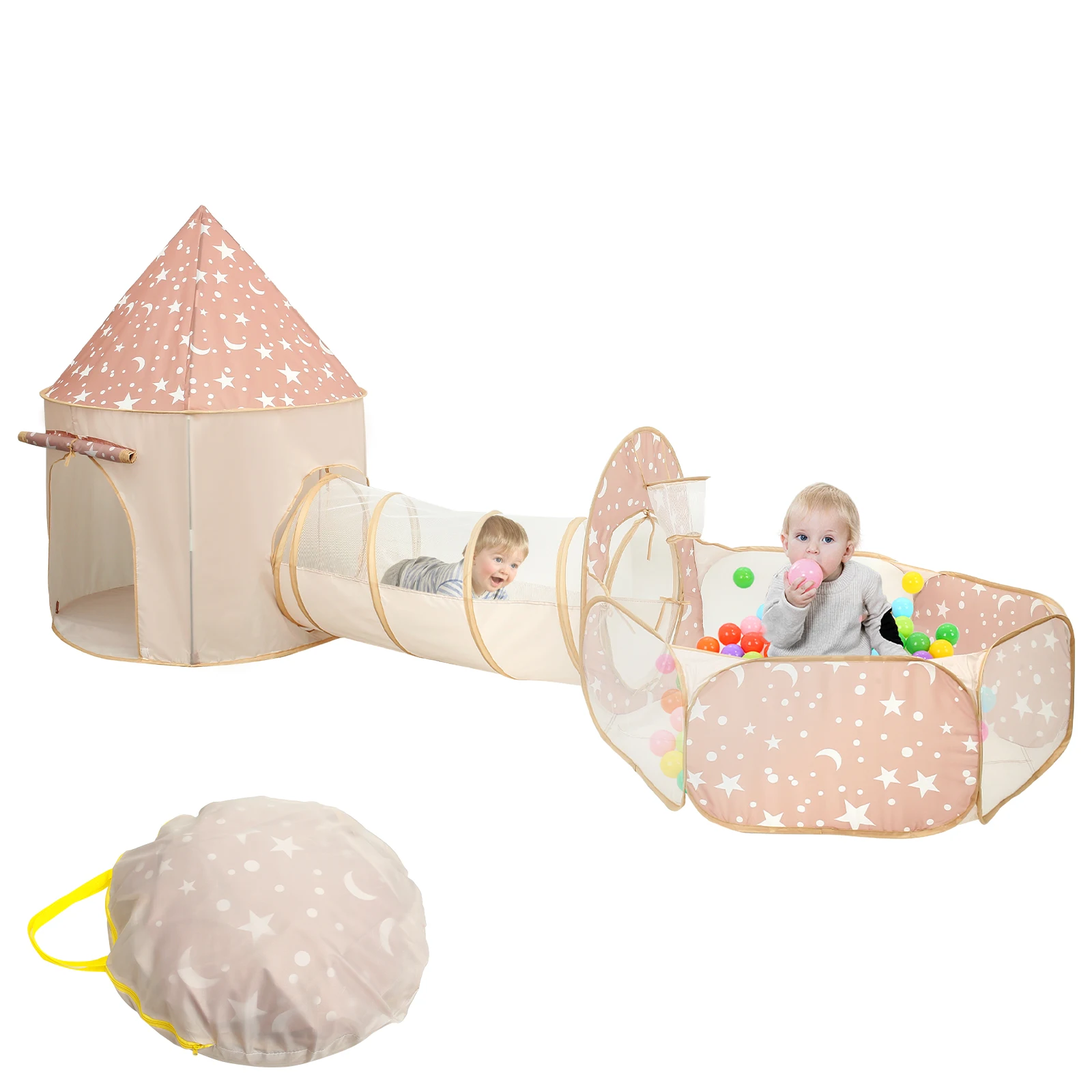 3 قطع خيمة لعب للأطفال قابلة للطي مع نفق للأطفال الصغار خيمة لعب مريحة للأطفال مع حفرة كروية متعددة الأغراض منبثقة #1