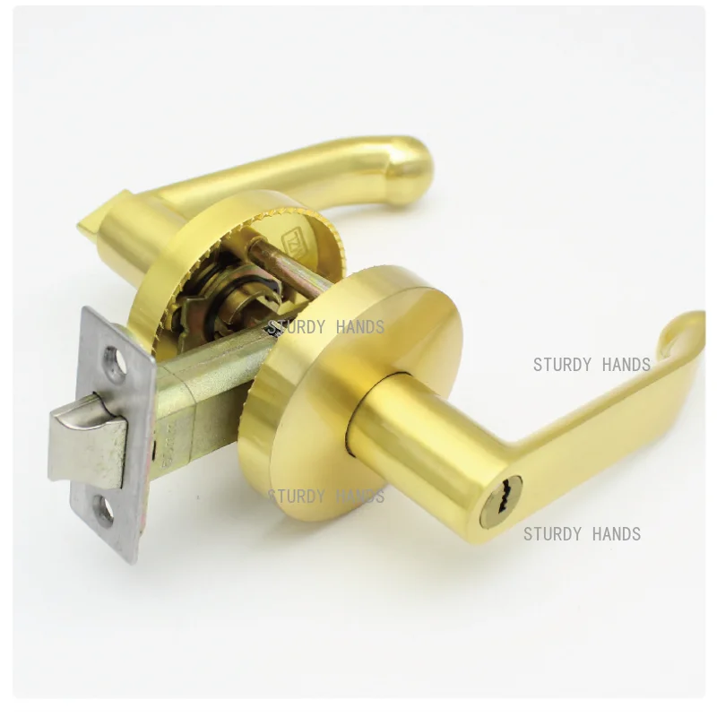 

Золотой трехбарный замок для ванной комнаты, замок с ручкой для ванной комнаты с ключом в комплекте