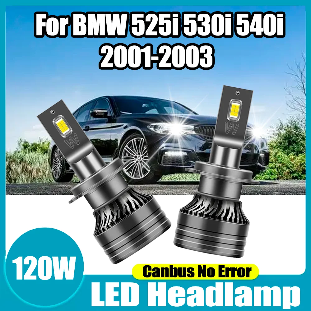 

120W CSP Chips H7 Car Headlight 20000LM LED Headlight Canbus No Error 6000K White LED Headlamp For BMW 525i 530i 540i 2001-2003