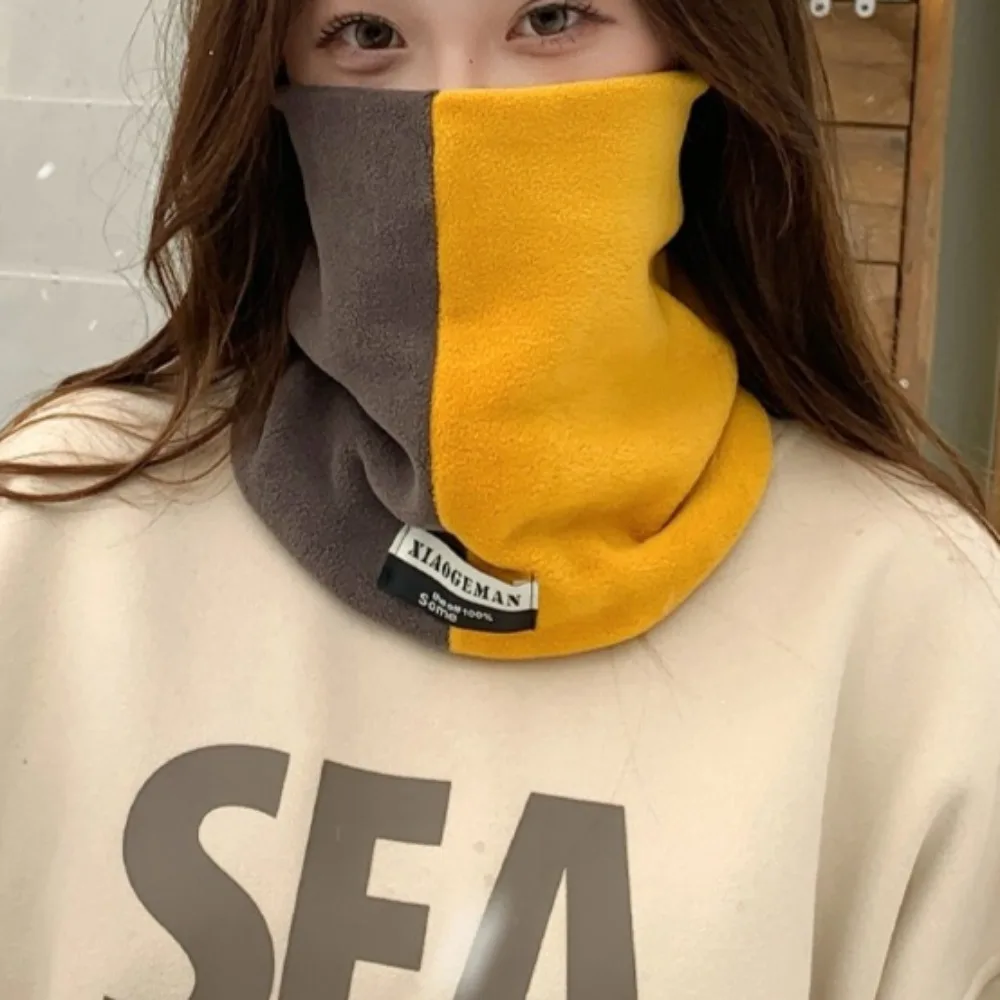 1Pc winter double-layer thickened warm outdoor fashion men's and women's color matching pullover riding cold-proof scarf tide