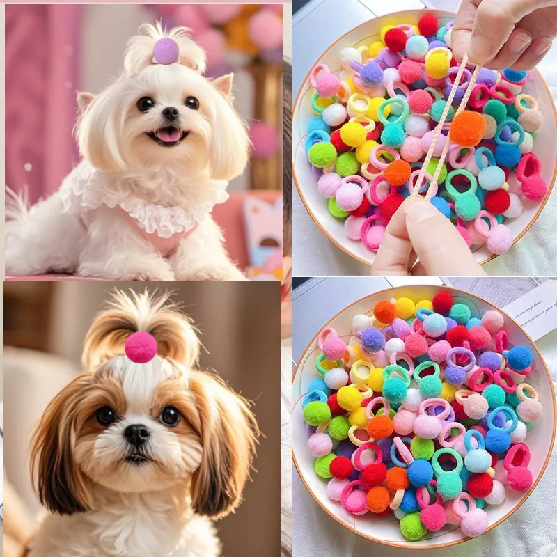 

20 шт., красочная плюшевая заколка для собак, эластичная резинка для маленьких собак, милый щенок, кошка, головные уборы, аксессуары для ухода за собаками