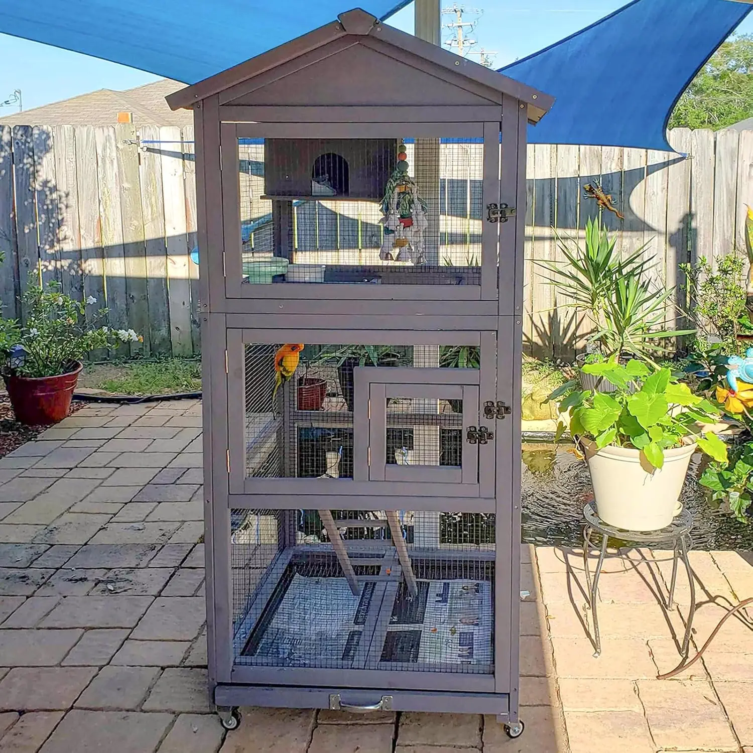 

Bird Cage Outdoor Parakeet Large Wooden Aviary Indoor Parrot House