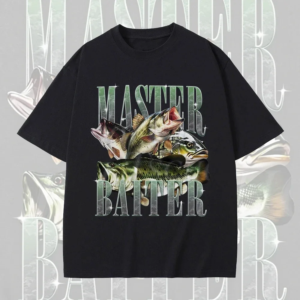 Master Baiter Fish Print Graphic T-Shirt for Men Summer Casual Fashion Funny Streetwear Vintage Tops Crew Neck Short Sleeve Tees