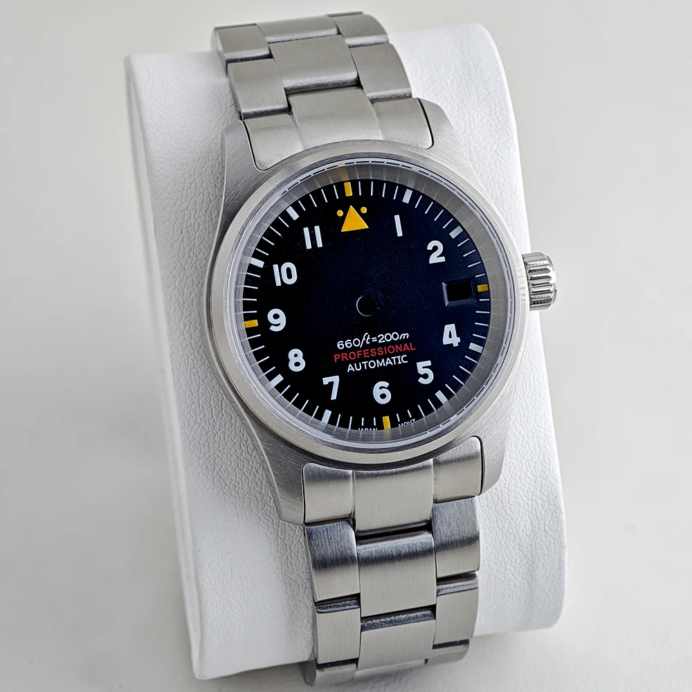 SUPER NH35 Case 36mm Pilot Case 29mm Pilot Dial Green Luminous Suitable for NH35 NH36 Movement Diver Sapphire Glass Silvery Case view 4