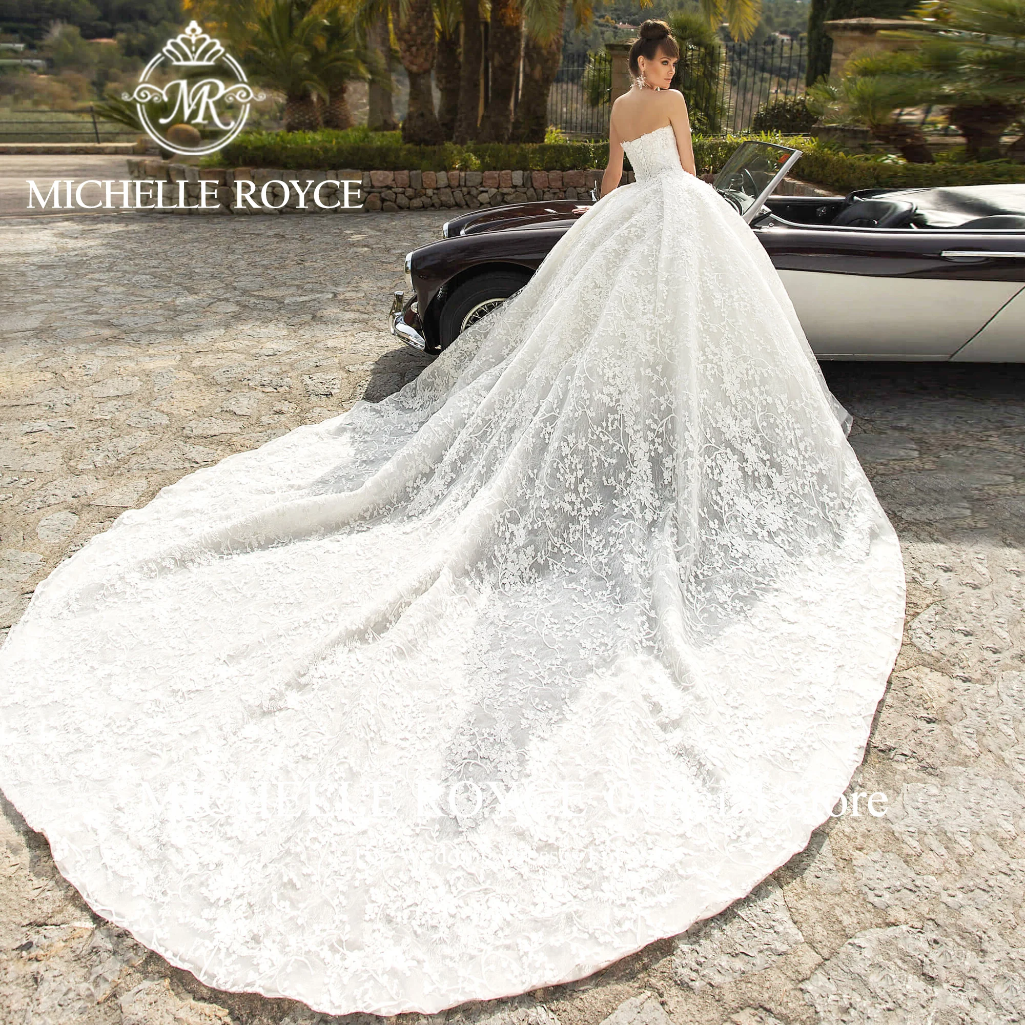 Michelle Royce Ball Gown Wedding Dresses For Woman 2024 Strapless Appliques Embroidered Organza Wedding Gown Vestidos De Novia