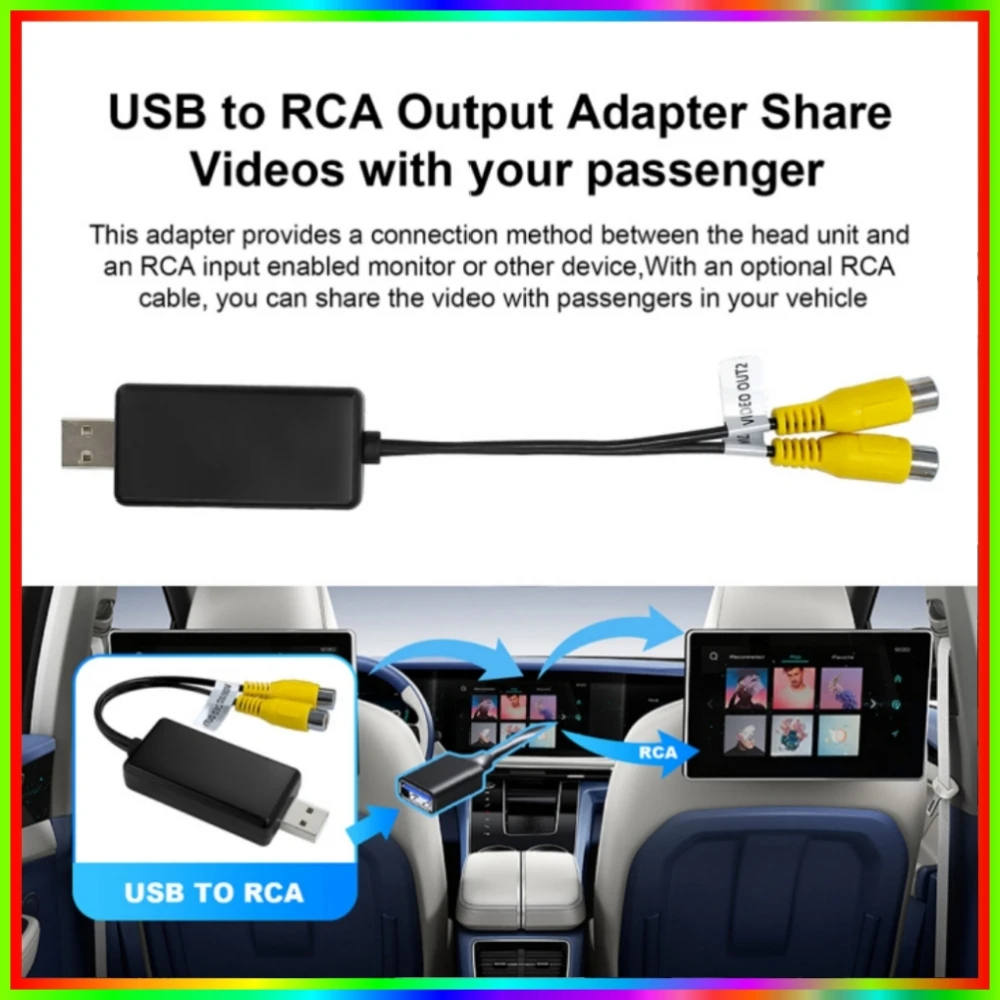 USB To CVBS Video Output Adapter 2 CVBS Output USB To RCA Cable DC 5V USB for Android Multimedia Player and Android