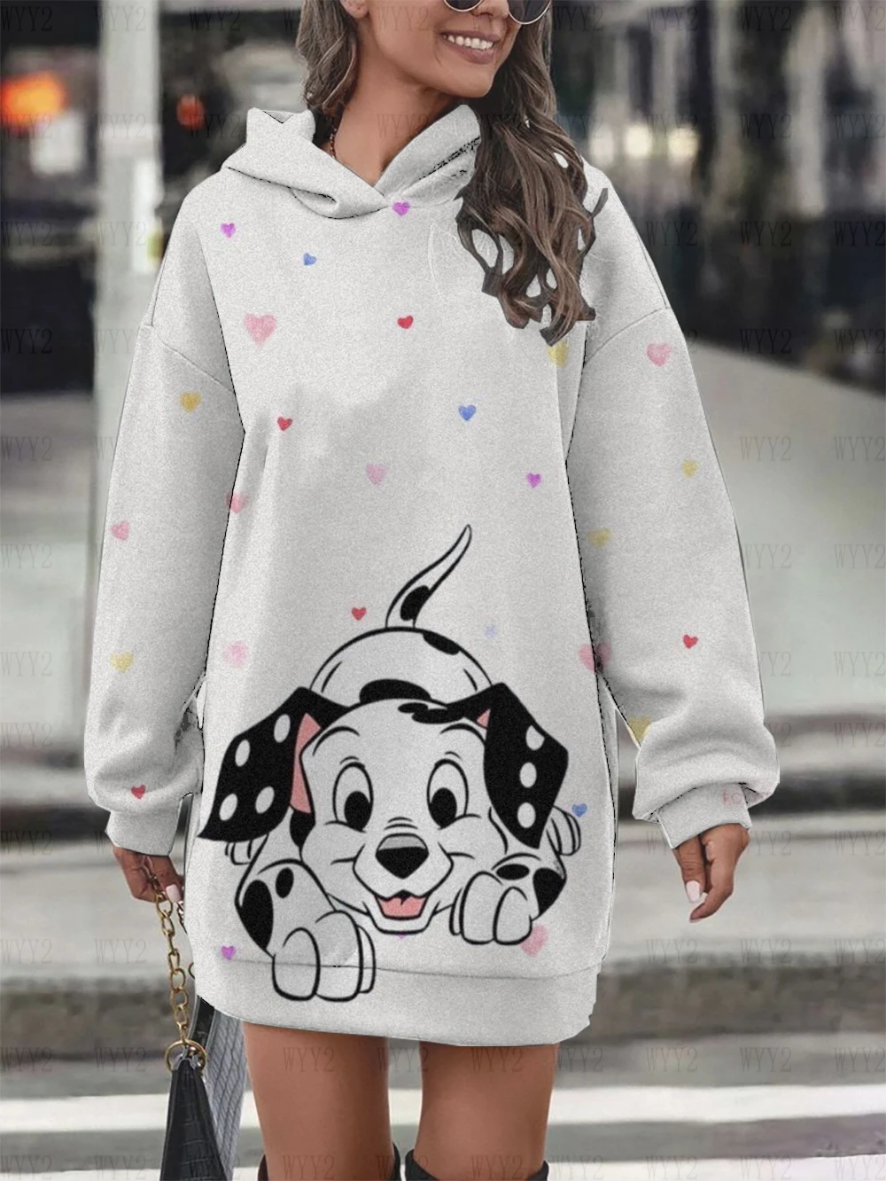 New Disney Dalmatians Hoodie Dress Sweater Fashion Disney Dress Sweatshirt Dress 3d Allover Printing Women\'s Hoodie