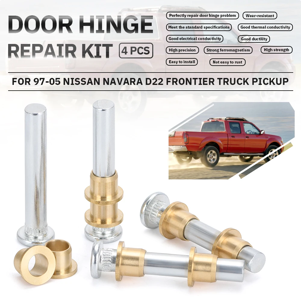 1Set Car Door Hinge Pins Bushing Repair Assembly Kit Set For Nissan Navarra 1997-2005 D22 High Strength Corrosion-Resistant