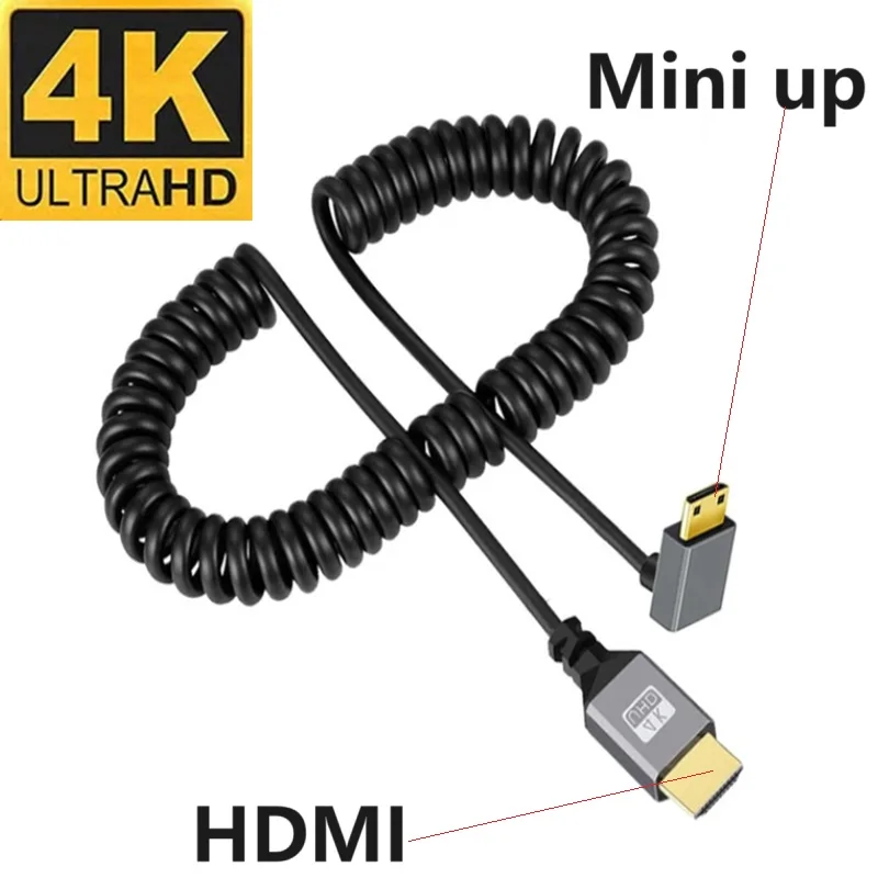 كابل HDMI صغير 4K 4K60HZ 0.5-2.4M HDMI صغير متوافق مع HDMI ملفوف تمديد كابل حلزوني مرن 4k كابل MinihHDMI