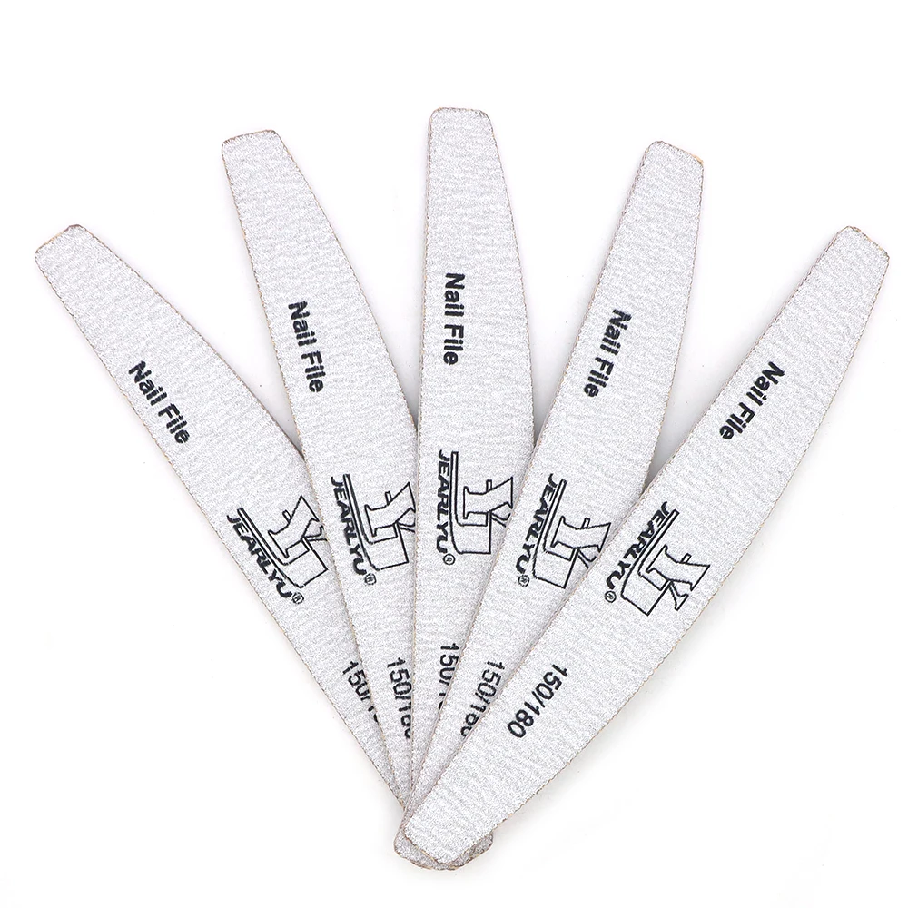 30Pcs Double Sided Nail Art Files 150/180 Grit Grey Banana Sandpaper Nails File Buffer Strip Sanding Nails Accessories And Tools