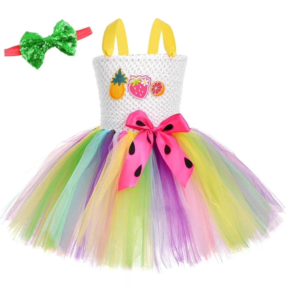 Fruit Costumes for Kids Cute Rainbow Tulle Princess Tutu Dress Toddler Girls Halloween Christmas Birthday Party Dress Up Clothes