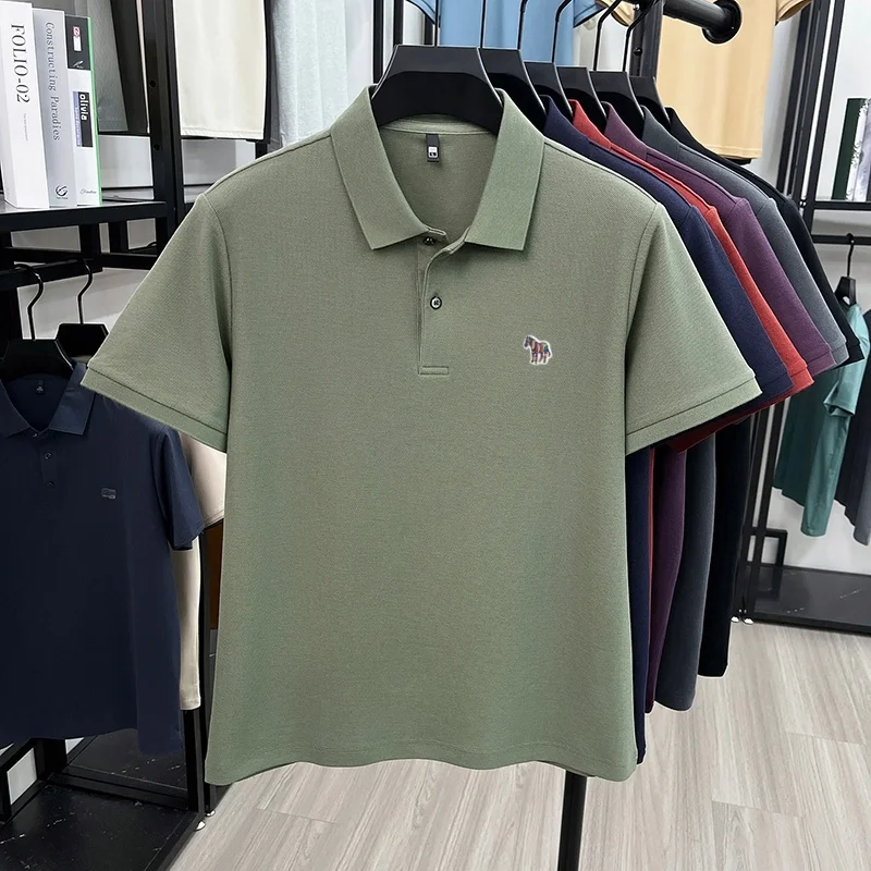 Herren Sommer Baumwolle 100% Poloshirt, Besticktes Kurzarm-T-Shirt mit Kragen, Business Casual Atmungsaktive Herrenbekleidung Oberteile – Detail 27