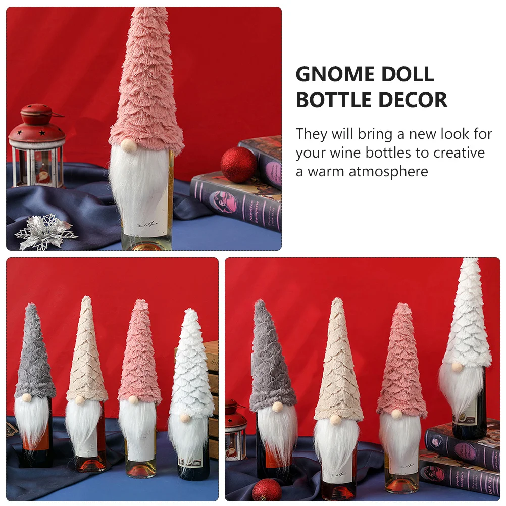 4 قطعة زجاجة جنوم عيد الميلاد يغطي النبيذ الديكورات احتفالية الأسرة الاحتفال عيد الميلاد زجاجة يغطي جنوم الديكورات لوازم الحفلات