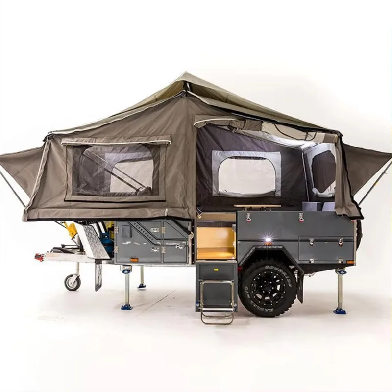 

Folding Inflatable Canvas Tent Outdoor Waterproof Four Seasons(no Included Trailer) Camper Tent House RV Trailer Tent