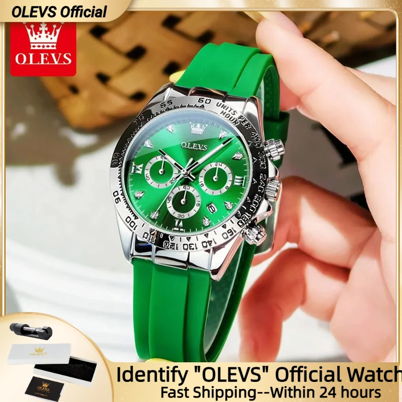 

OLEVS 5618 NEW Women's Watches Diamond High-quality Silicone Strap Calendar Stainless steel Ladies Luxury Watch
