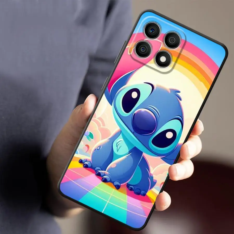 Silicone Case for Huawei Honor X8 X8a 90 X9a 8X 70 X7 Magic5 Pro X6 X8b X9b X7b Phone Cover Black Soft Shell Cartoon Lilo Stitch