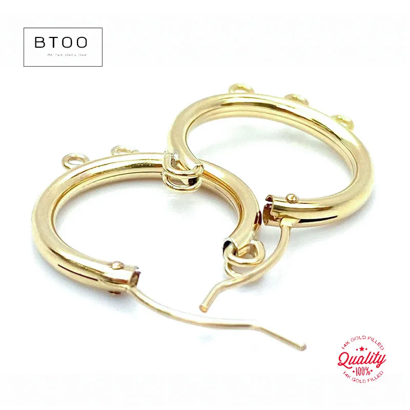 

14K Gold Filled Eurowire Hoop Earrings with Open Ring 2.3x13/15/19mm round Loop Ear Components for Wholesale Jewelry Findings