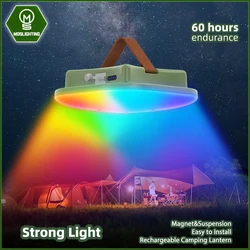 MOSLIGHTING 80W Rechargeable Camping Lantern Strong Light and Tuya APP RGB Portable Torch Light Tent Lamp Work Maintenance Light