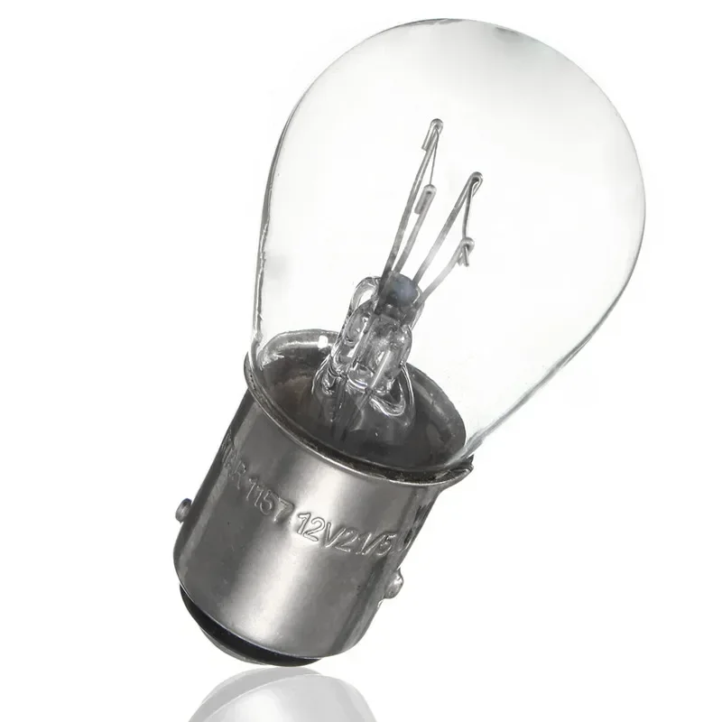 

10pcs 12V 380 BAY15D 1157 21/5W DC Natural White Glass Double Filament Warm White Car DRL Stop Brake Lights Halogen Bulb