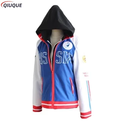Yuri Plisetsky Cosplay Hot Anime YURI!!! on ICE Cosplay Costume Yuri Blue Jacket Coat Unisex Daily Sportswear Fake False 2 piece