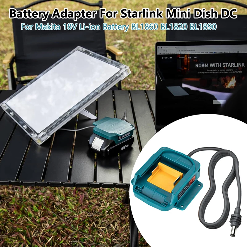 

For Starlink Mini Waterproof DC Barrel Jack for Makita 18V Li-ion Battery 1M Electric Wire for BL1860 BL1820 BL1890 Outdoor Use