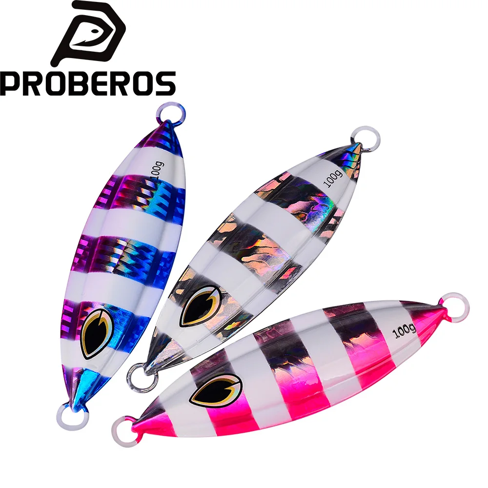 PROBEROS 1PC Isca de Jigging para Água Salgada 40g-200g, Isca Rígida para Trolling, Isca de Pesca para Robalo, Isca de Metal para Pesca com Peso