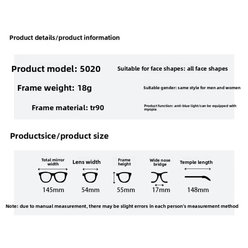 نظارات طبية لقصر النظر بتصميم مربع كلاسيكي بسيط من CLLOIO للنساء، نظارات قراءة تقدمية مضادة للأشعة الزرقاء عالية الجودة #4