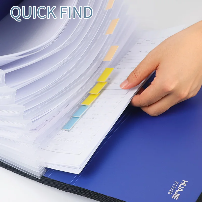 HUAJIE A4 Accordion File Folder with Handle, Large Capacity Multi-layer Document Organizer for Students & Office Subject Storage