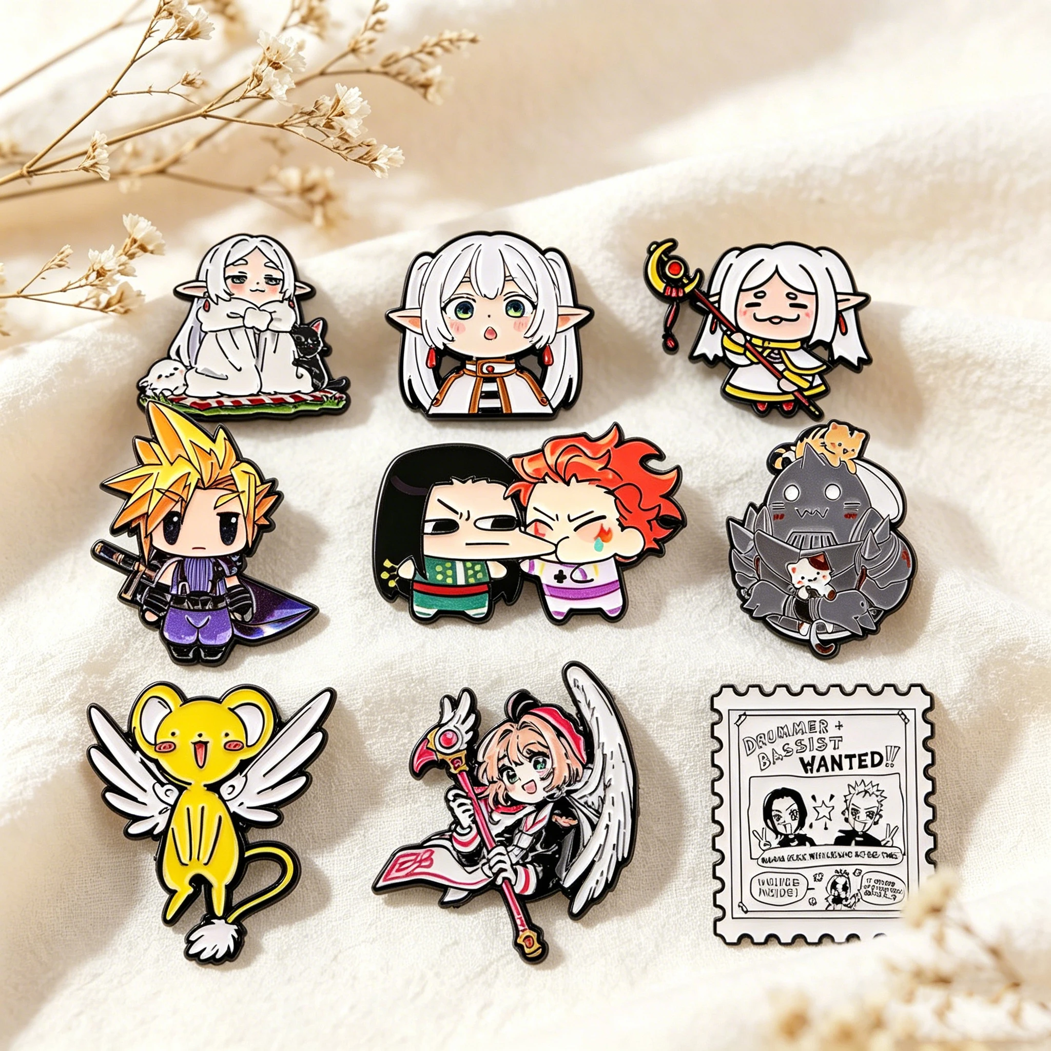 Anime Broschen für Jungen und Mädchen, Manga-Charaktere, Emaille-Pins, Niedliche Elfen-Anstecknadeln für Rucksäcke, Kleidung, Abzeichen, Schmuckgeschenke für Fans