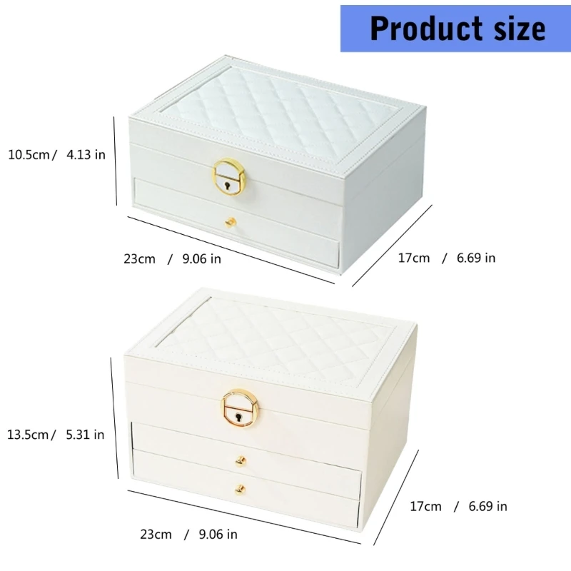 Deluxe Jewelry Chest Multi Layer Necklace Earring Storage Box with Soft Interior