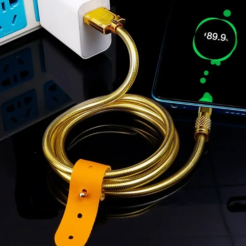 Cavo dati di lusso dorato per caricabatterie rapido 66W 6A Tipo C Cavo di ricarica super veloce micro USB per ricarica rapida del telefono Xiaomi