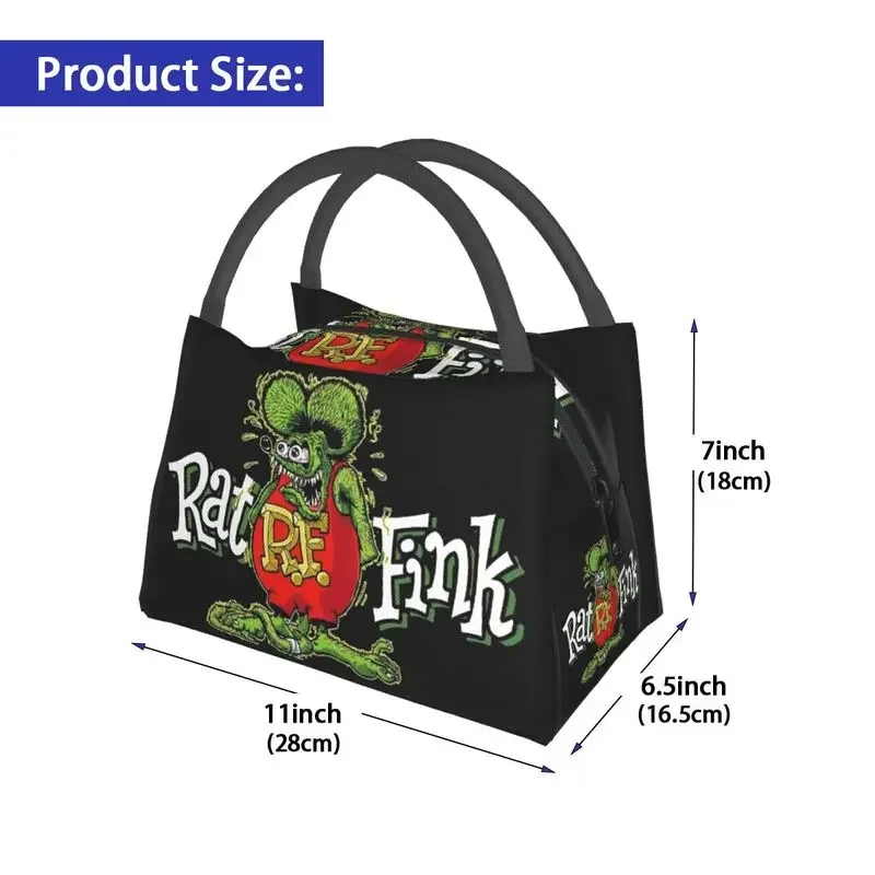 Rat Fink Animation Anime Cartoon Insulated Lunch Bags for Women Leakproof Thermal Cooler Lunch Box Office Picnic Travel