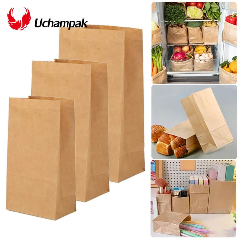 

20pcs Kraft Paper Storage Bags Home Food Packaging Bag Bakery Bread Cookies Packaging Bags Refrigerator Kitchen Storage Bags