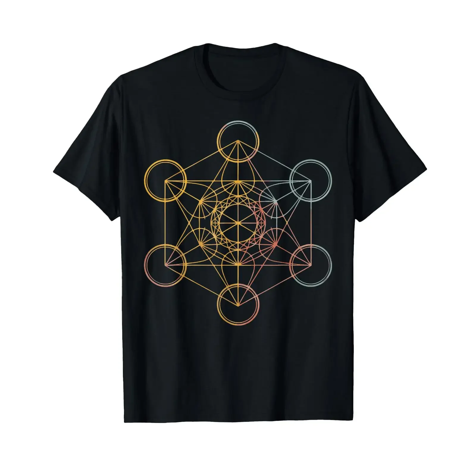 Metatron's Cube Matatron Esoteric Sacred Geometry T Shirt vintage Washed fashion Versatile Casual Breathable Unisex