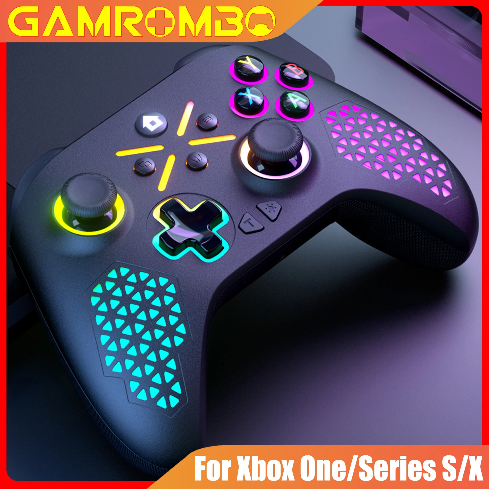 

GAMROMBO Wireless Controller for Xbox One/X/S/Series X/S/PC Gamepad Gaming Joystick W/ LED TURBO Macro Function 3.5mm Audio Jack