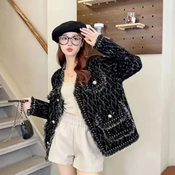 Jacket for Ladies High-end Versatile Mink Velvet Loose Cardigan with Tassels