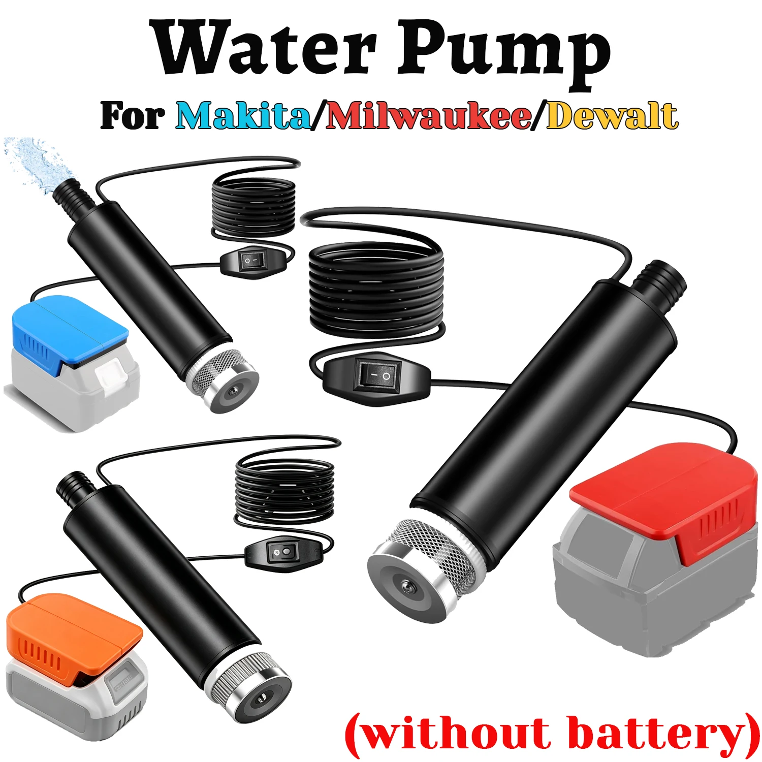 

Cordless Submersible Water Pump For Makita/Milwaukee/Dewalt 18V Battery Portable Drain Pump For Garden Pool Basement No Battery