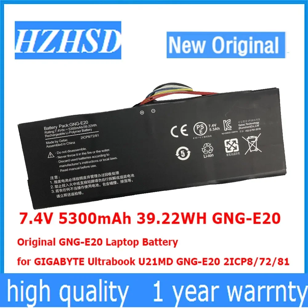 7.4V 5300mAh 39.22WH GNG-E20 Original GNG-E20 Laptop Battery  for GIGABYTE Ultrabook U21MD GNG-E20 2ICP8/72/81