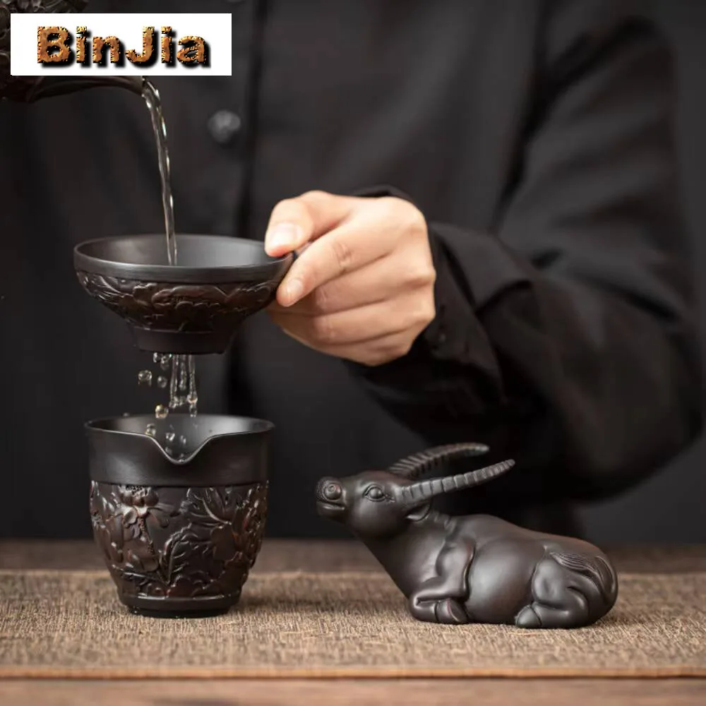 Qingxi Purple Pottery Big Bull Separation Tea Infusor Handmade Strainer Household Maker Filter Services Collection Craft