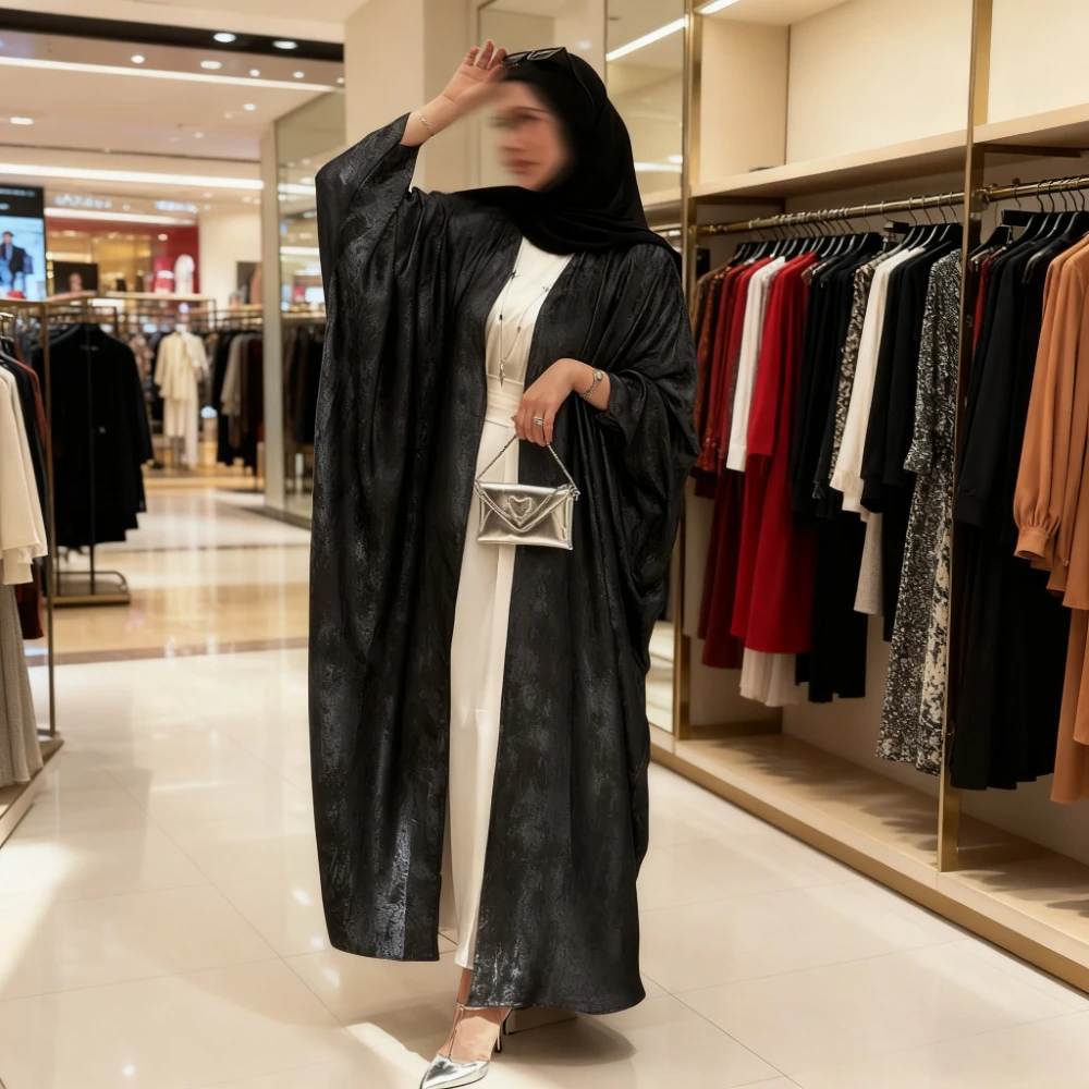 

Eid Sliky Abaya Muslim Party Dress Women Ramadan Abaya Bat Sleeve Belt Morocco Kaftan Vestidos Largos Dubai Robe Jalabiya 2026